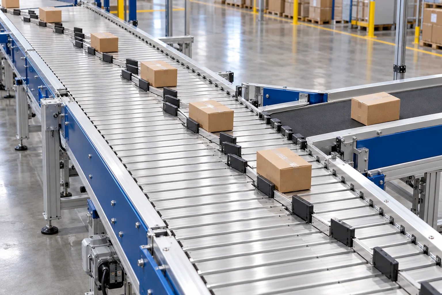 Kayar Pabuçlu Sorter mekanizmasını gösteren sistem görünümü